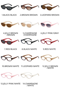 Collection of 14 vintage small frame sunglasses and anti-blue light glasses in various colors