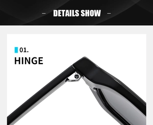 Macro shot of durable metal hinge on black polygon fashion sunglasses for high stability