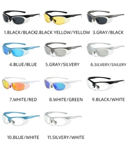 Overview of multiple colored Y2K sports sunglasses for cycling and outdoor activities