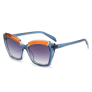 Vintage cat eye oversized sunglasses with orange and blue transparent frames for fashion