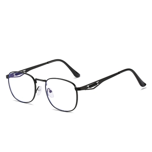 Retro square black metal sunglasses with spring hinges and UV protection for unisex