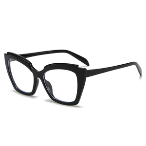 Stylish cat eye blue light blocking glasses with oversized black frames in a 45-degree view