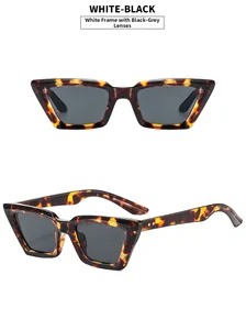 Retro Katzenaugen-Sonnenbrille mit Leopardenmuster, dicken Rahmen und Metalldetails