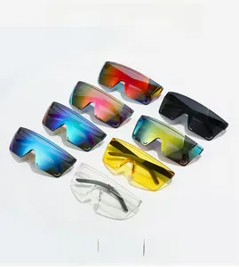 Multiple colors of shield sports sunglasses showing mirrored lenses and frame details