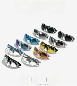 Multiple styles of sports cycling sunglasses with reflective lenses and anti-slip design