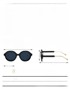 Detailed technical dimensions and frame specifications for oval futuristic sunglasses