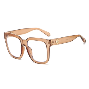 Fashionable square amber frame sunglasses with elegant gold ring hinge detail