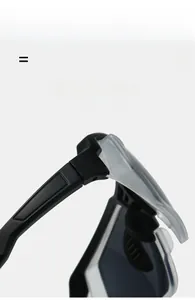 Detail of lightweight super elastic frame on black outdoor cycling sunglasses