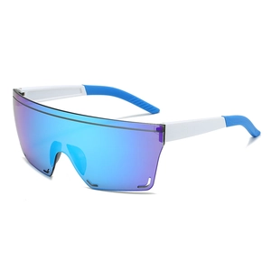 Fashionable rimless sports sunglasses with blue purple mirrored lenses for outdoor cycling
