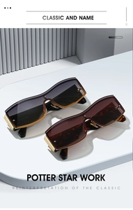 Detail view of fashion oversized rectangle sunglasses in gradient grey and tortoise finish