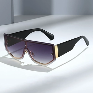 Shield Sunglasses Oversized Rimless Gradient PC Lens Metal Hinge Fashion Flat Top Retro UV400 Outdoor Eyewear Women