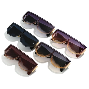 Fashion rimless oversized one-piece sunglasses set in five assorted gradient colors for women