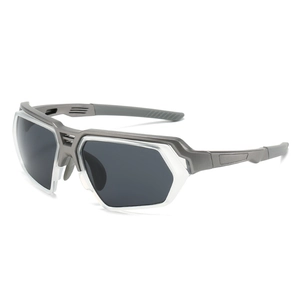 Outdoor cycling sunglasses with matte grey frames and polarized anti-glare dark lenses