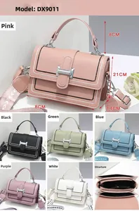 Detail view of colorful crossbody bags with 21x14x8cm dimensions and internal structure
