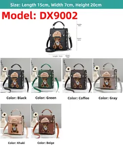 Vertical crocodile pattern crossbody bag detail showing six available colors and size data