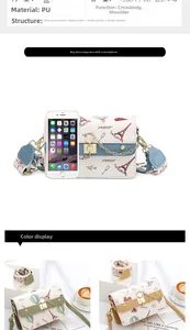 Detailed view of large crossbody bag interior compartments and Paris themed print