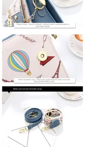 Macro detail of the metal hook and magnetic closure on the pastel patchwork handbag