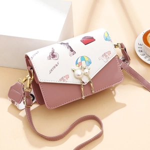 Sac bandoulière chic avec boucle perle chat et illustrations artistiques de carte du monde