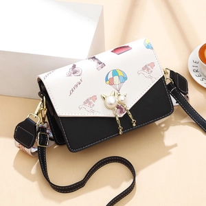 Sac À Épaule Femme Mode Cuir PU Illustration Rétro Imprimé Boucle Künstliche Perle Chat Sac Bandoulière Chic Quotidien