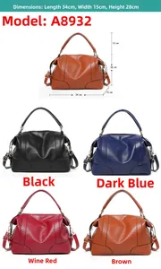 Detailed comparison of leather tote bags in brown, black, navy blue and burgundy colors