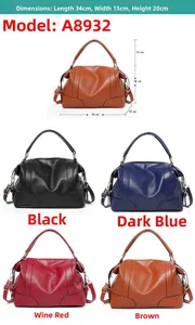 Detailed size guide of a large vintage leather tote bag showing 34x15x28cm dimensions