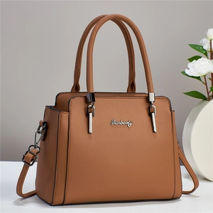 Women Lychee Pattern PU Leather Handbag Large Capacity Detachable Strap Shoulder Crossbody Bag Street Fashion Elegant Style