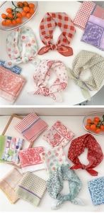 Selection of paisley and polka dot cotton-linen neckerchiefs in vibrant colors