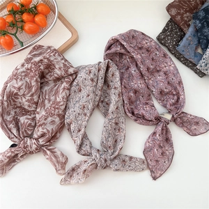 Floral cotton linen square scarf set featuring vintage botanical patterns and fine edges