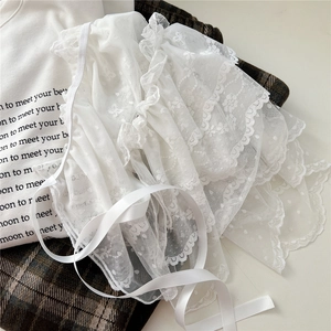 Multi-layer white floral lace skirt with ribbon tie in Korean balletcore style