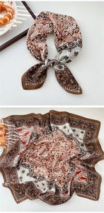 Détail d'un foulard carré à fleurs paisley aux tons terreux et motifs vintage élégants