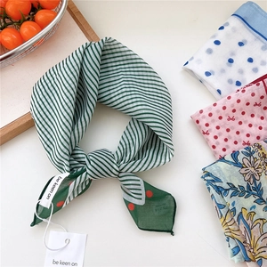 Retro polka dot and striped silk neckerchief set in multiple colors for women