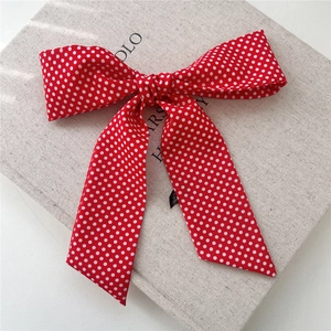 Détail d'un ruban à cheveux rouge à pois blancs sur un livre pour la décoration