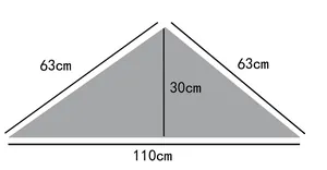 Detailed size guide for the polka dot cotton linen triangle scarf showing dimensions in cm