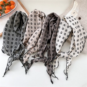 Polka Dot Triangular Scarf Cotton Linen Necktie Hairband Vintage Japanese Korean Style Women Fashion Accessories