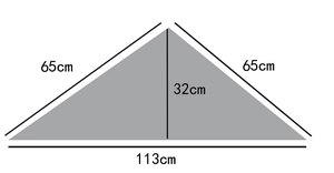 Detailed dimension guide for the striped cotton linen triangular scarf 113x32cm
