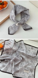 Detail of 100% cotton floral paisley square scarf with West Lafayette print design