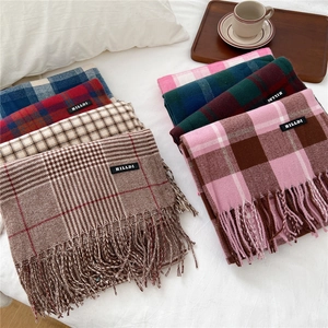 Winter Warmer Plaid Quasten Schal Weicher Kaschmirimitat Dicker Schal Für Damen Herren Klassischer Britischer Stil