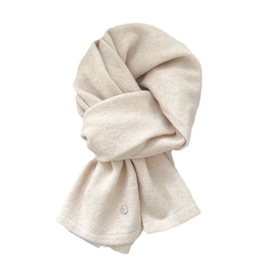 Einfarbiger Schal aus Wollmischung in Beige mit hochwertigen Rippkanten und Logo