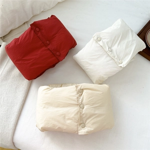 Minimalist winter down neck warmer available in red, white and beige colors