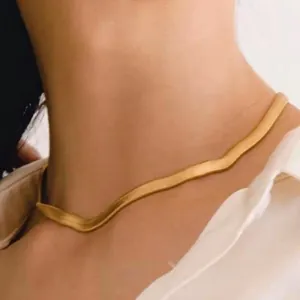Collana a Catena a Serpente Piatta in Oro Acciaio Inossidabile Elegante Girocollo a Spina di Pesce Regolabile Regalo Gioielli Donna