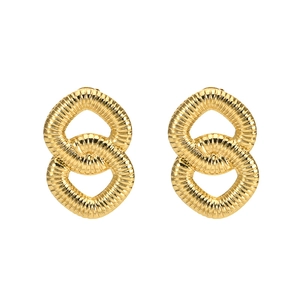Vintage gold 304 stainless steel geometric stud earrings with irregular spiral texture