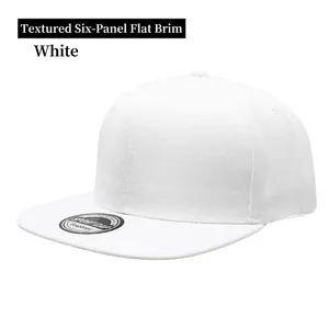 Klassische weiße 6-Panel Snapback Mütze mit flachem Schirm und Belüftungslöchern