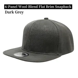 Minimalistische dunkelgraue Snapback-Kappe aus Wollmischung mit flachem Schirm