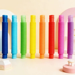 Colorful Plastic Pop Tubes Sensory Stress Relief Toys Expandable Bendable Corrugated Fidget Toy For Kids And Adults