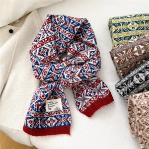 Écharpe En Tricot D'Hiver Chaude Épaisse Sensation Cachemire Longue Fair Isle Jacquard Géométrique Pour Femmes Hommes