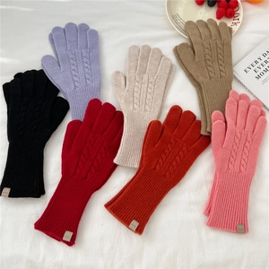 Winter cable knit gloves for women in seven vibrant colors for cold weather warmth