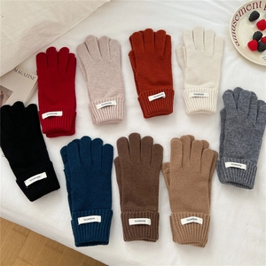Winter knitted wool gloves for women with touchscreen fingers in various stylish colors