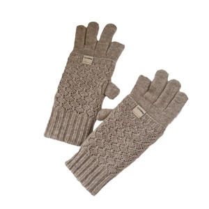 Winter double-layer diamond knit convertible gloves for women with flip top cover