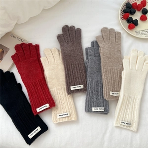 Cozy knit vertical striped touch screen gloves for couples in six assorted colors