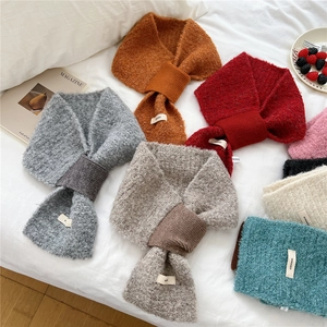 Solid color knit criss-cross scarf for women, warm winter neck wrap in multiple colors